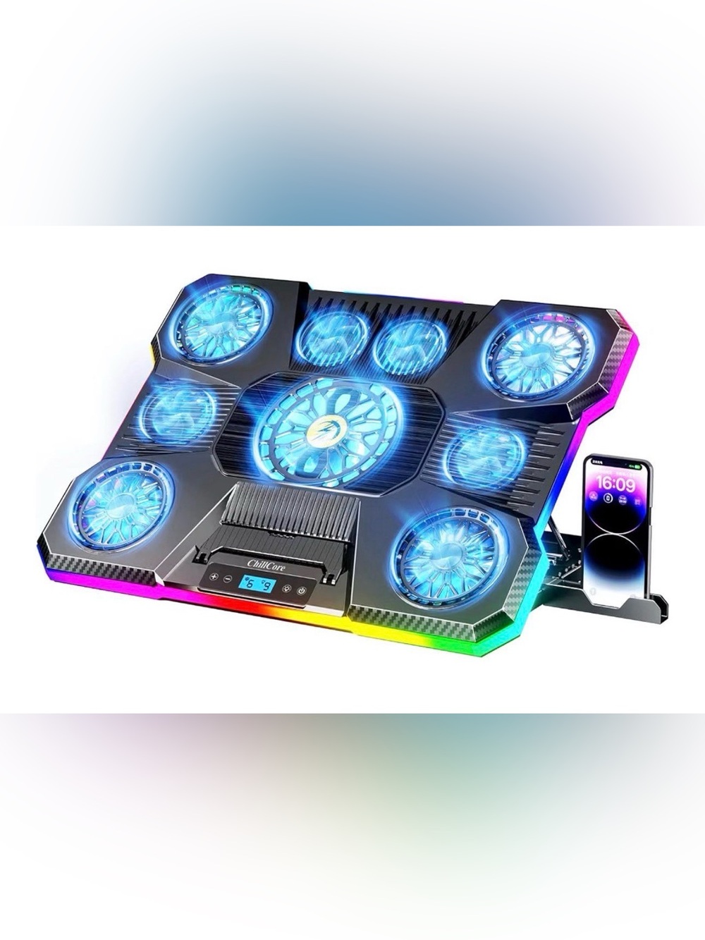 Laptop Cooling Pad, RGB Lights Laptop Cooler 9 Fans for 15.6-19.3 Inch Laptops